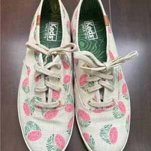 Keds Green and Pink Watermelon Canvas Sneakers